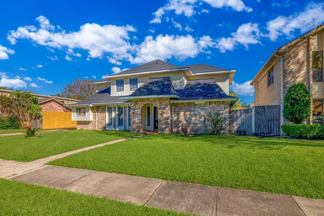 view of front property with a front lawn