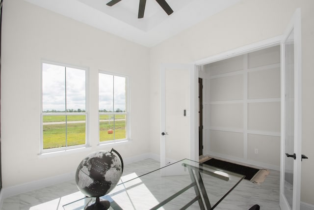 office area featuring ceiling fan