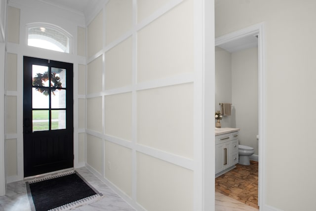 entryway with ornamental molding