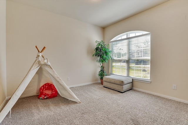 game room featuring carpet floors and a wealth of natural light