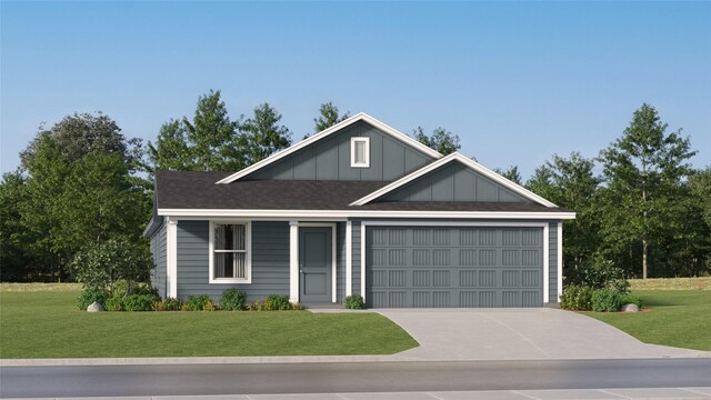 105 Nicholas Rd, Wharton, TX 77488 - view of front of home featuring an attached garage, a front lawn, board and batten siding, concrete driveway, and a shingled roof
