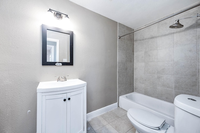bathroom featuring tile patterned flooring, vanity, toilet, and shower / bath combination