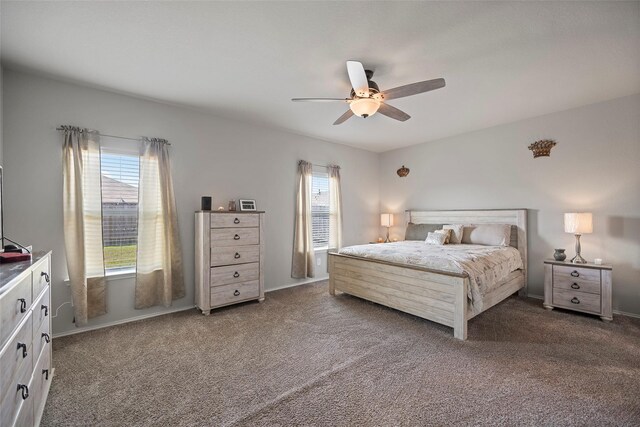 bedroom with carpet flooring and ceiling fan