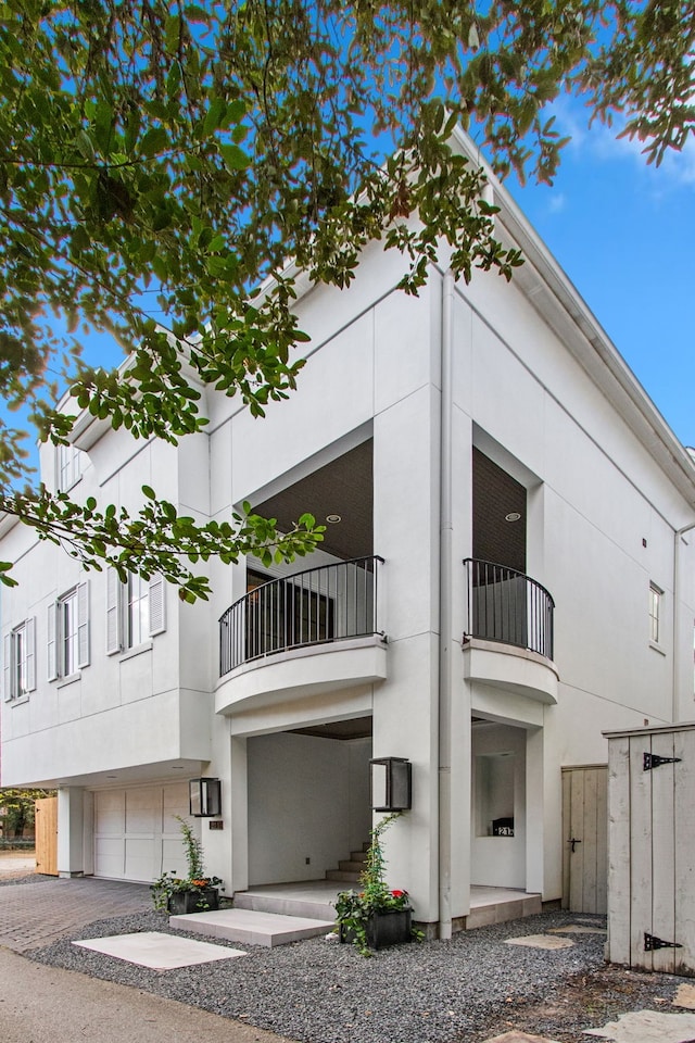 exterior space featuring a garage