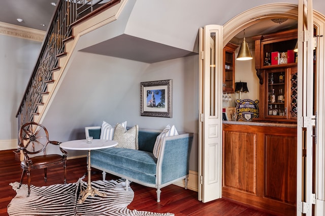 living area featuring hardwood / wood-style flooring