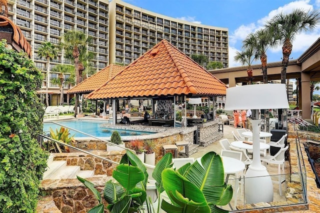 view of pool featuring a gazebo