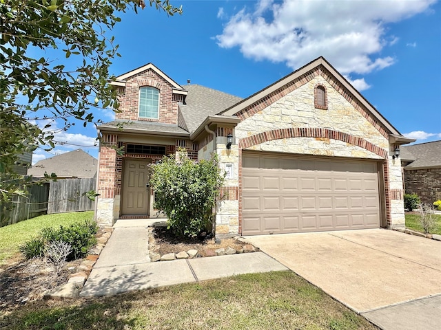 view of front of property with a garage