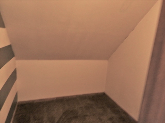 additional living space featuring lofted ceiling and carpet flooring