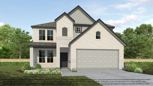 view of front facade featuring a garage and a front lawn