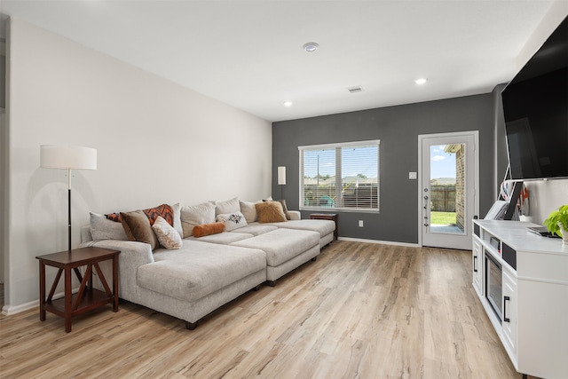 living room featuring light hardwood / wood-style flooring