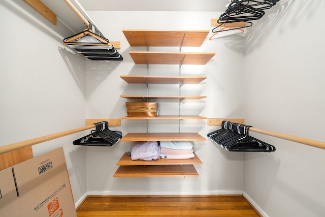 spacious closet with light hardwood / wood-style flooring