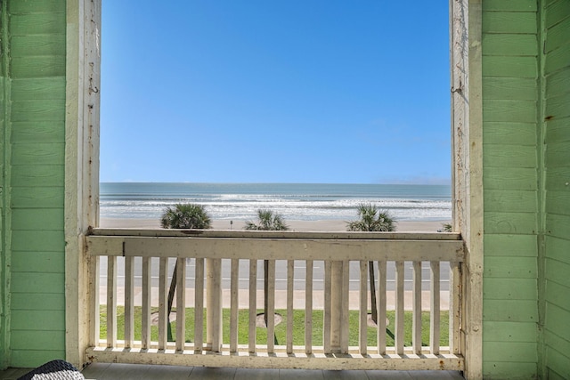 view of water feature featuring a beach view