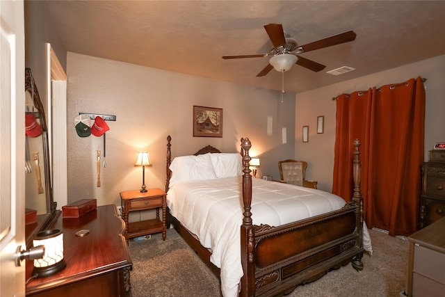 bedroom with carpet and ceiling fan