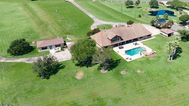 drone / aerial view with a rural view