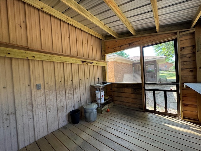 view of unfurnished sunroom