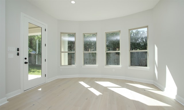 empty room with light hardwood / wood-style floors and a wealth of natural light