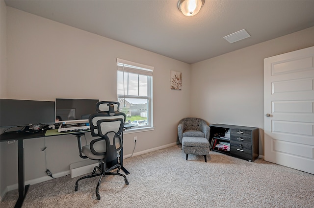 view of carpeted office space