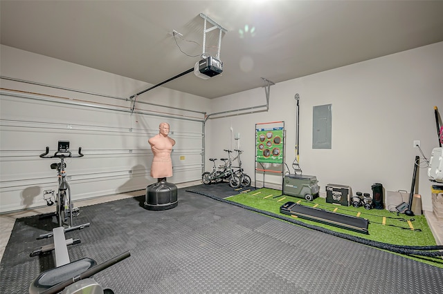 exercise area featuring electric panel