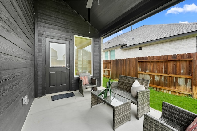 view of patio with an outdoor living space