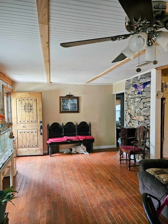 living room featuring ceiling fan