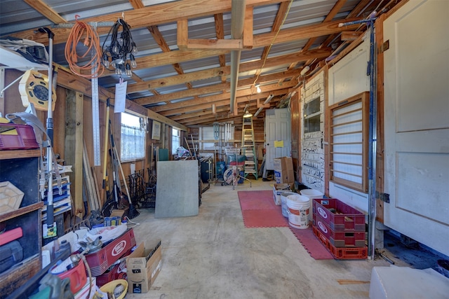 misc room featuring lofted ceiling