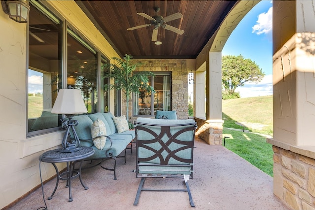 view of patio / terrace with ceiling fan