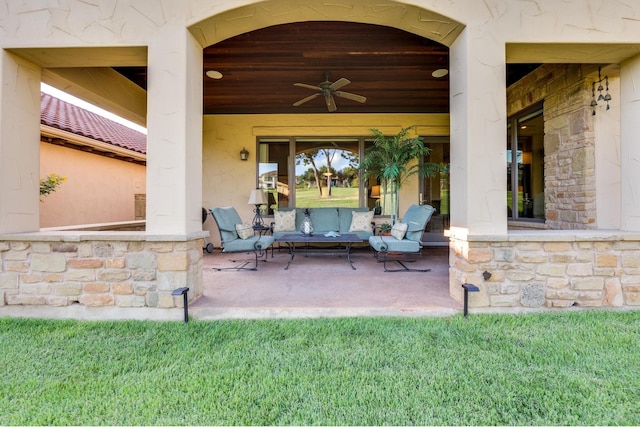 view of patio / terrace with outdoor lounge area and ceiling fan