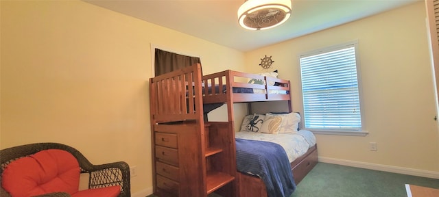 carpeted bedroom with multiple windows