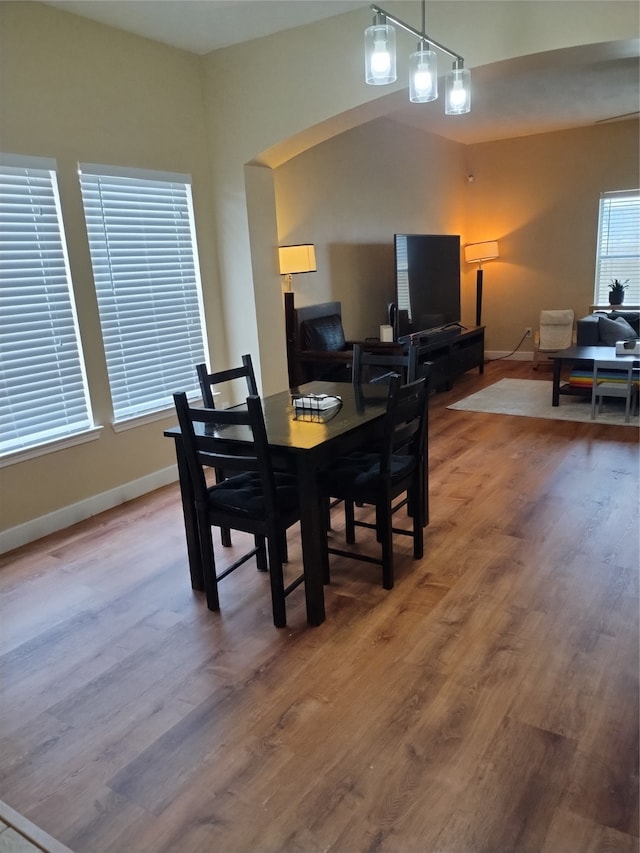 dining room with hardwood / wood-style floors