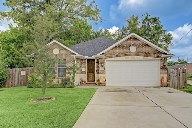 view of front of house with a garage and a front yard