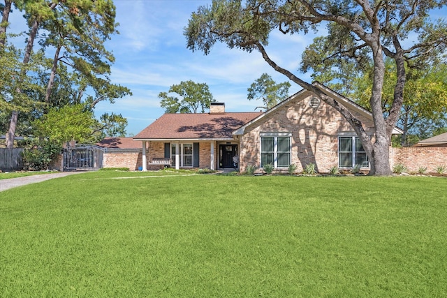 view of front facade featuring a front yard