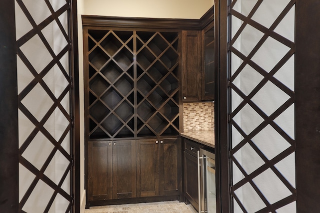 wine area featuring wine cooler