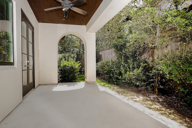 view of patio / terrace with ceiling fan