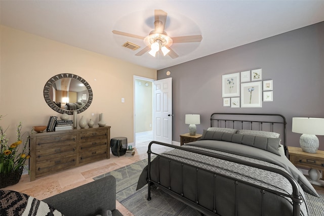 bedroom featuring ceiling fan