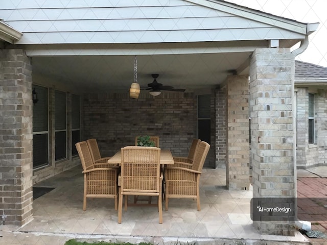 view of patio / terrace featuring ceiling fan