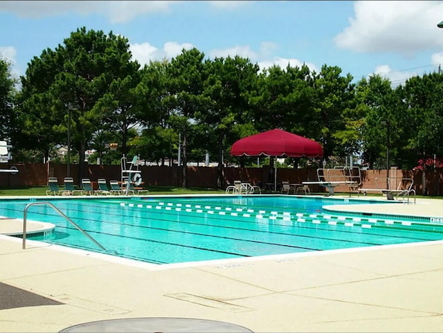 view of pool featuring a patio