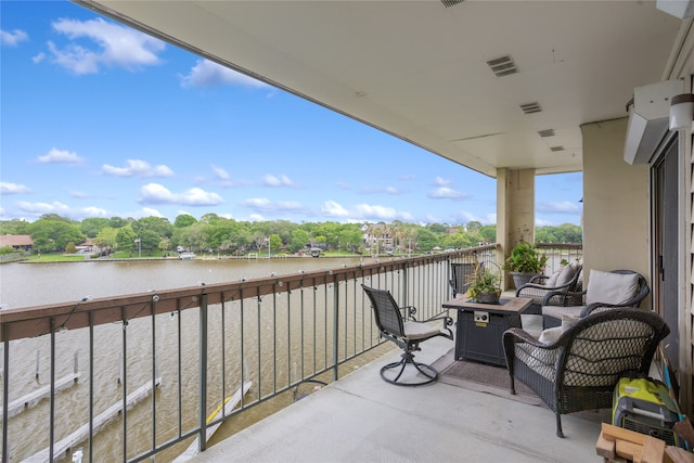 balcony with a water view