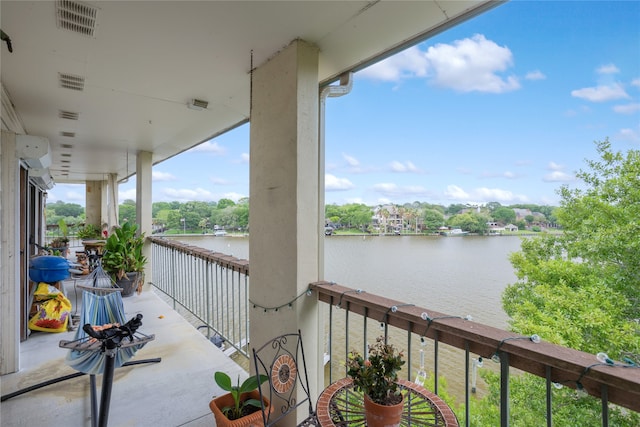 balcony with a water view