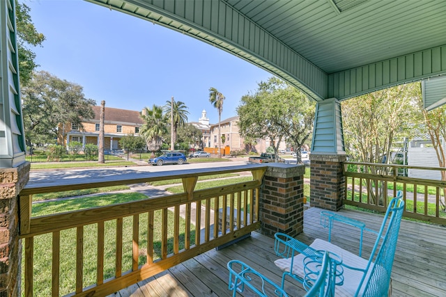 deck with covered porch