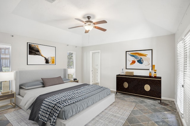 bedroom featuring ceiling fan