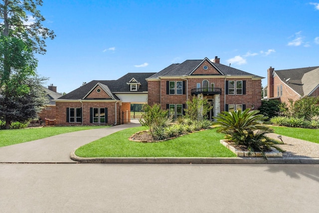 view of front of home with a front lawn