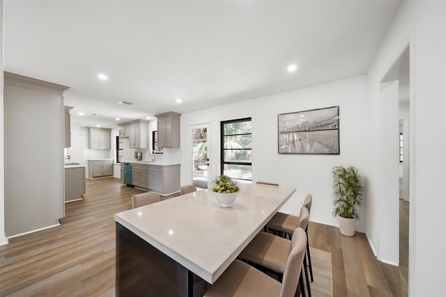 dining area featuring light hardwood / wood-style floors