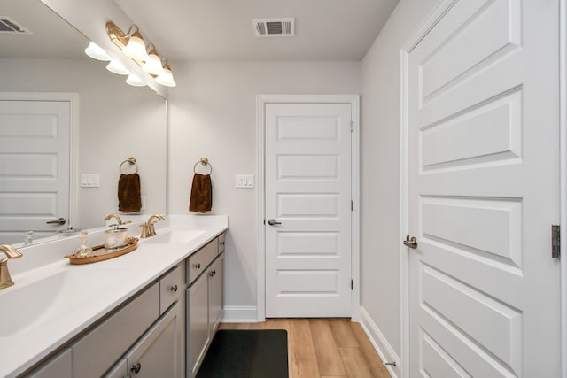 bathroom featuring wood-type flooring and vanity