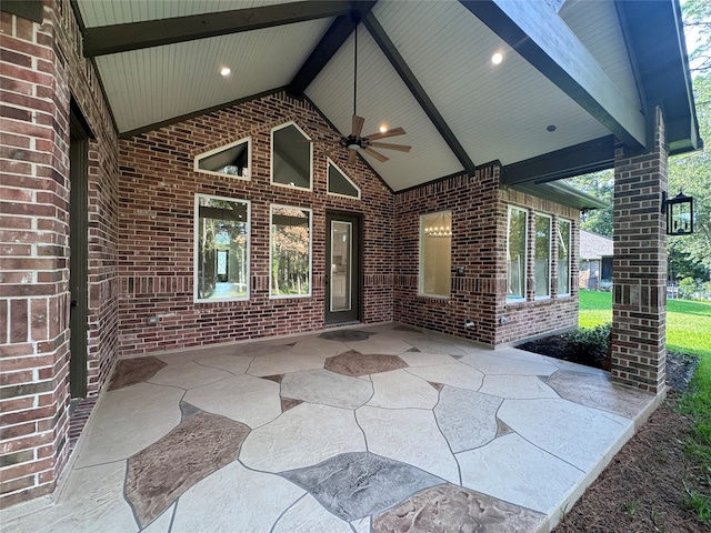 view of patio with ceiling fan