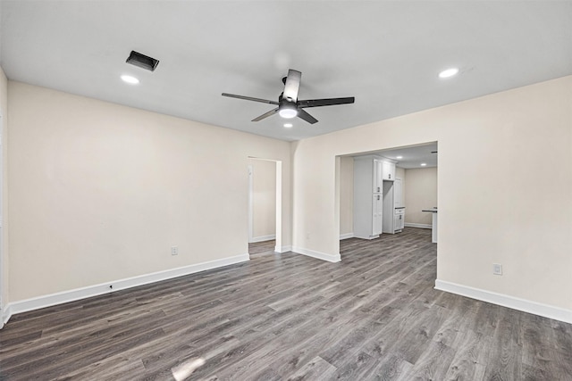 unfurnished room featuring hardwood / wood-style flooring and ceiling fan