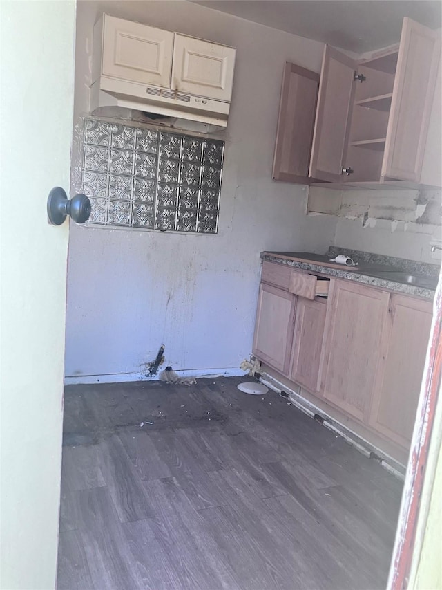 kitchen featuring light brown cabinets