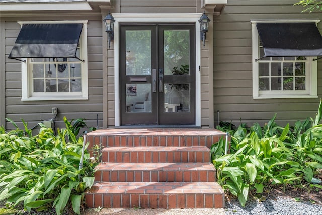 doorway to property featuring french doors