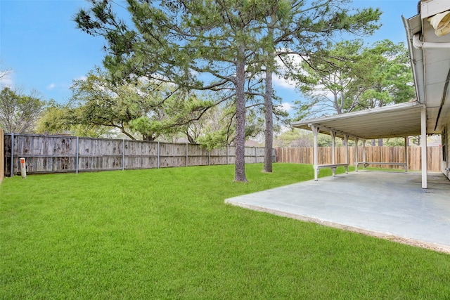 view of yard with a patio area