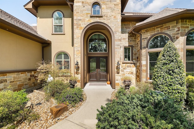 view of exterior entry with french doors