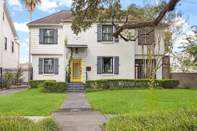 view of front facade featuring a front lawn